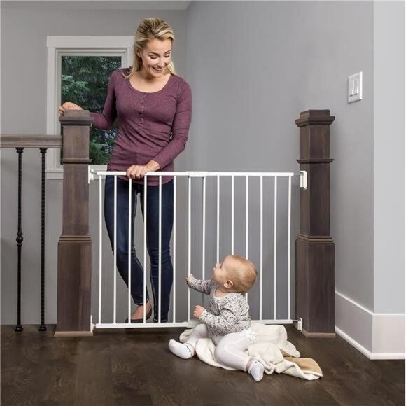 2-in-1 Extra Wide Stairway and Hallway Walk ThroughBaby Safety Gate, Hardware - Picture 1 of 5